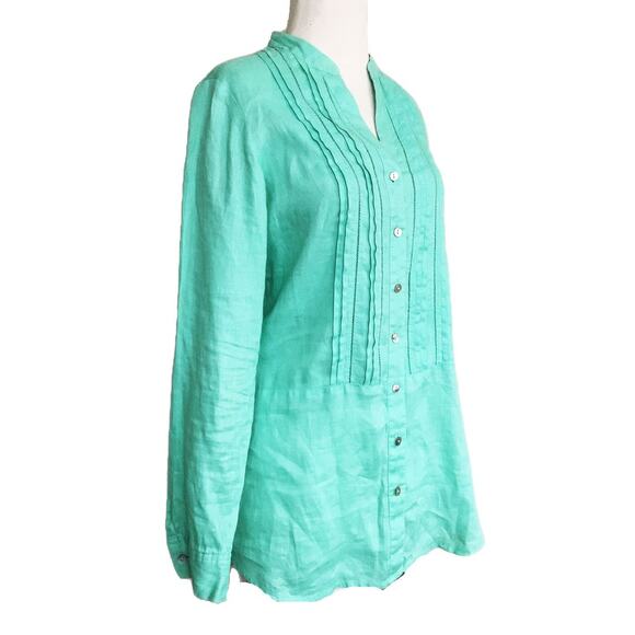 J Jill Mint Green 100% Linen Button Front Blouse Size XS - Picture 2 of 5